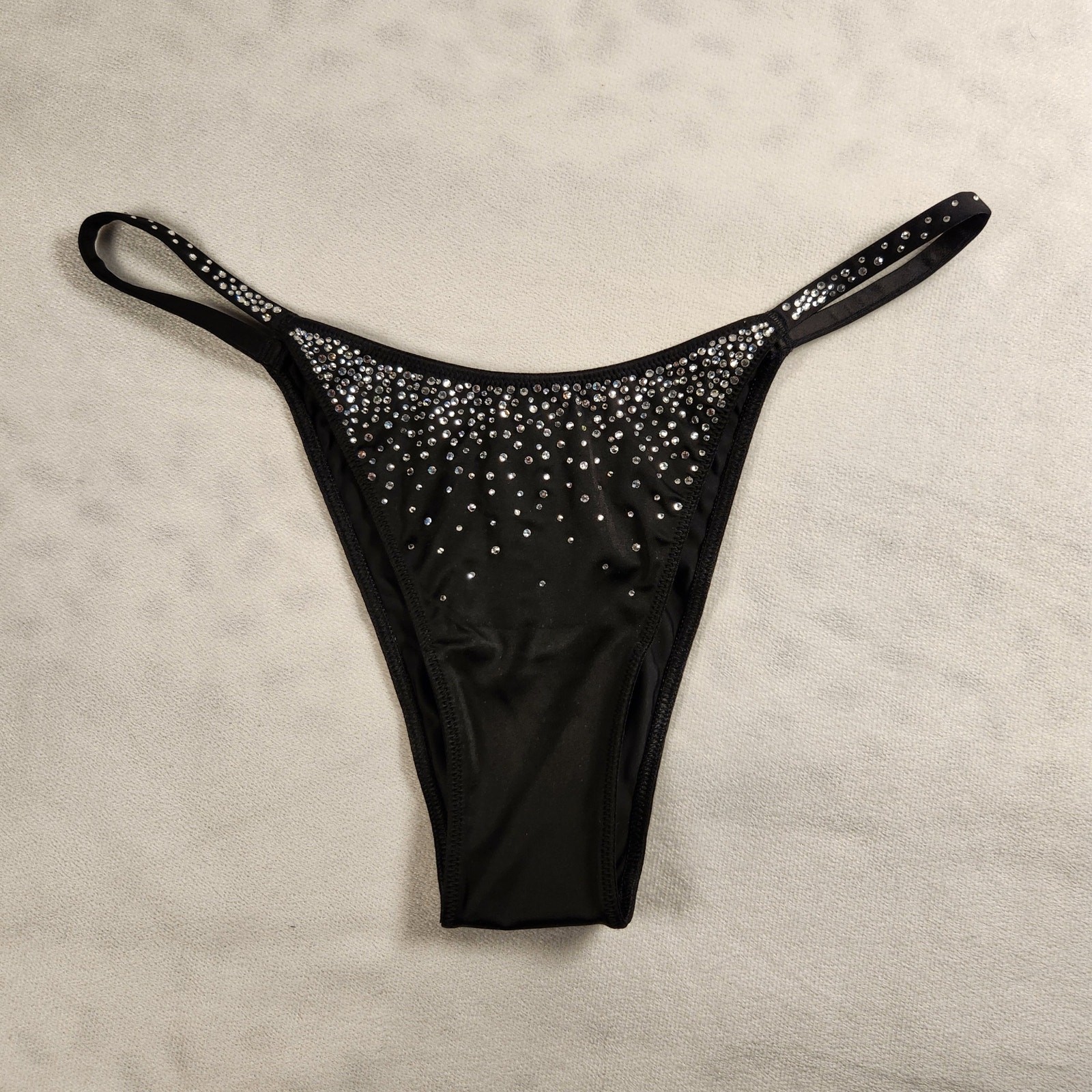 Victoria’s Secret Very Sexy Soft Satin Brazilian Panty Black Rhinestone – Medium