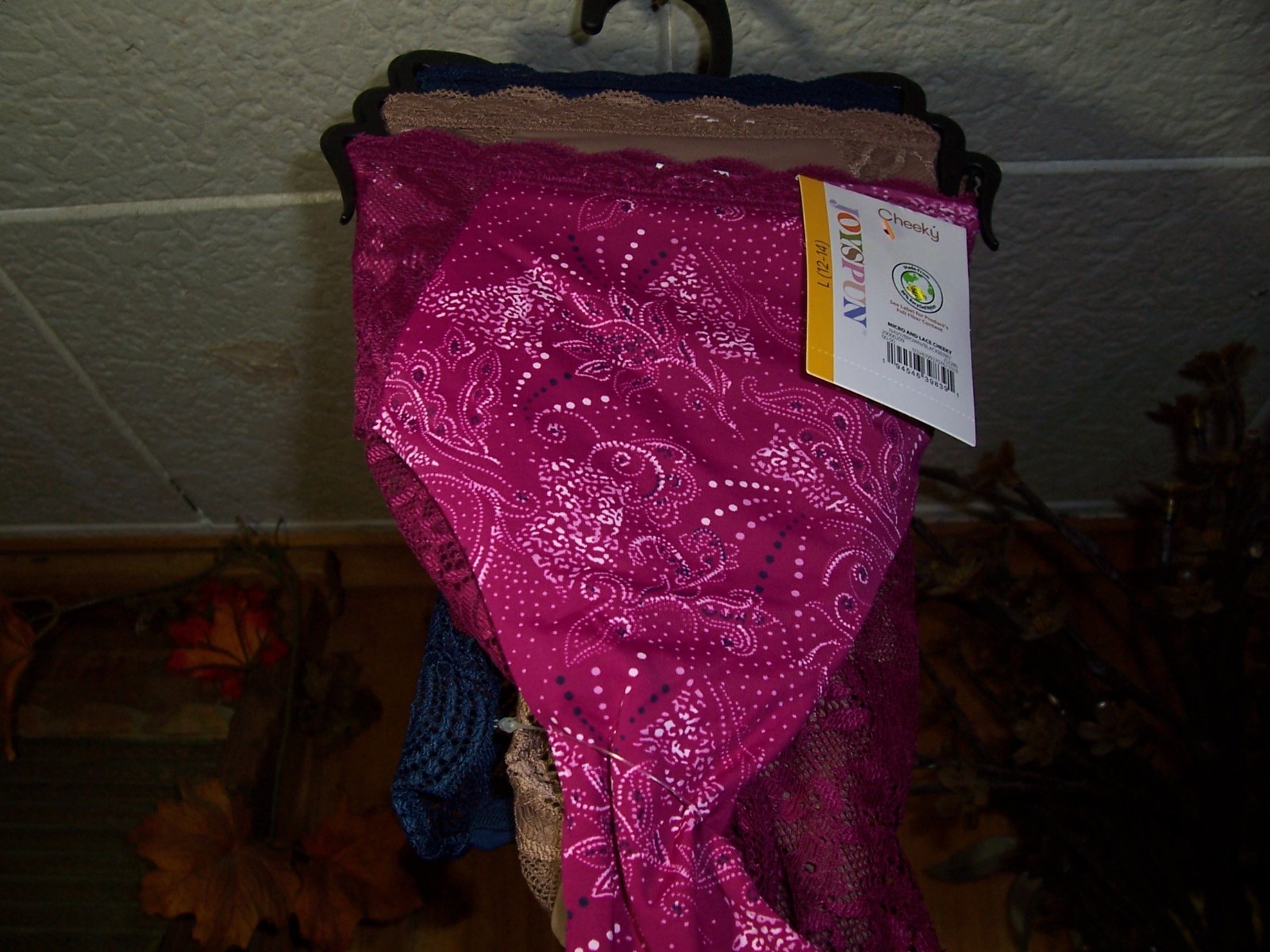 JOYSPUN WOMENS SEXY LACED CHEEKY UNDERWEAR 3 PAIRS SIZE LARGE 12-14 RED BLUE TA