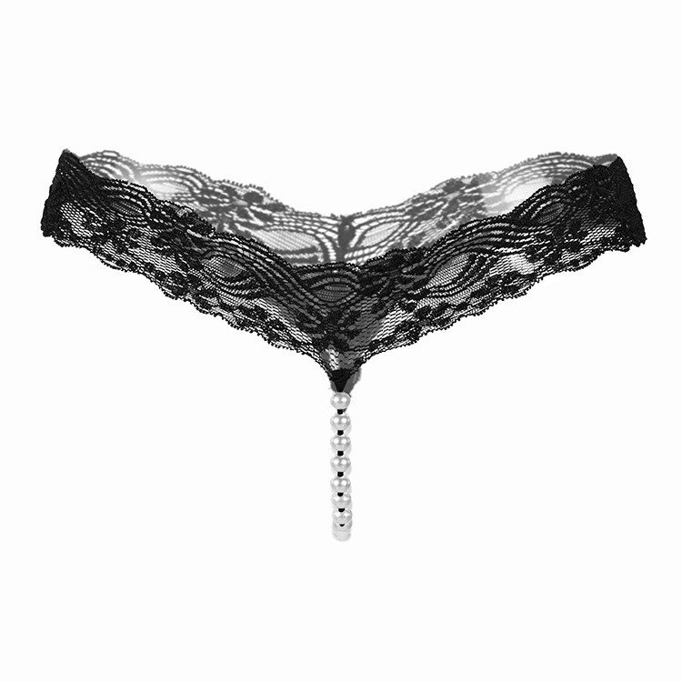Sexy Womens See Through Lace Panties G-string Thongs Pearl Underwear Lingeries