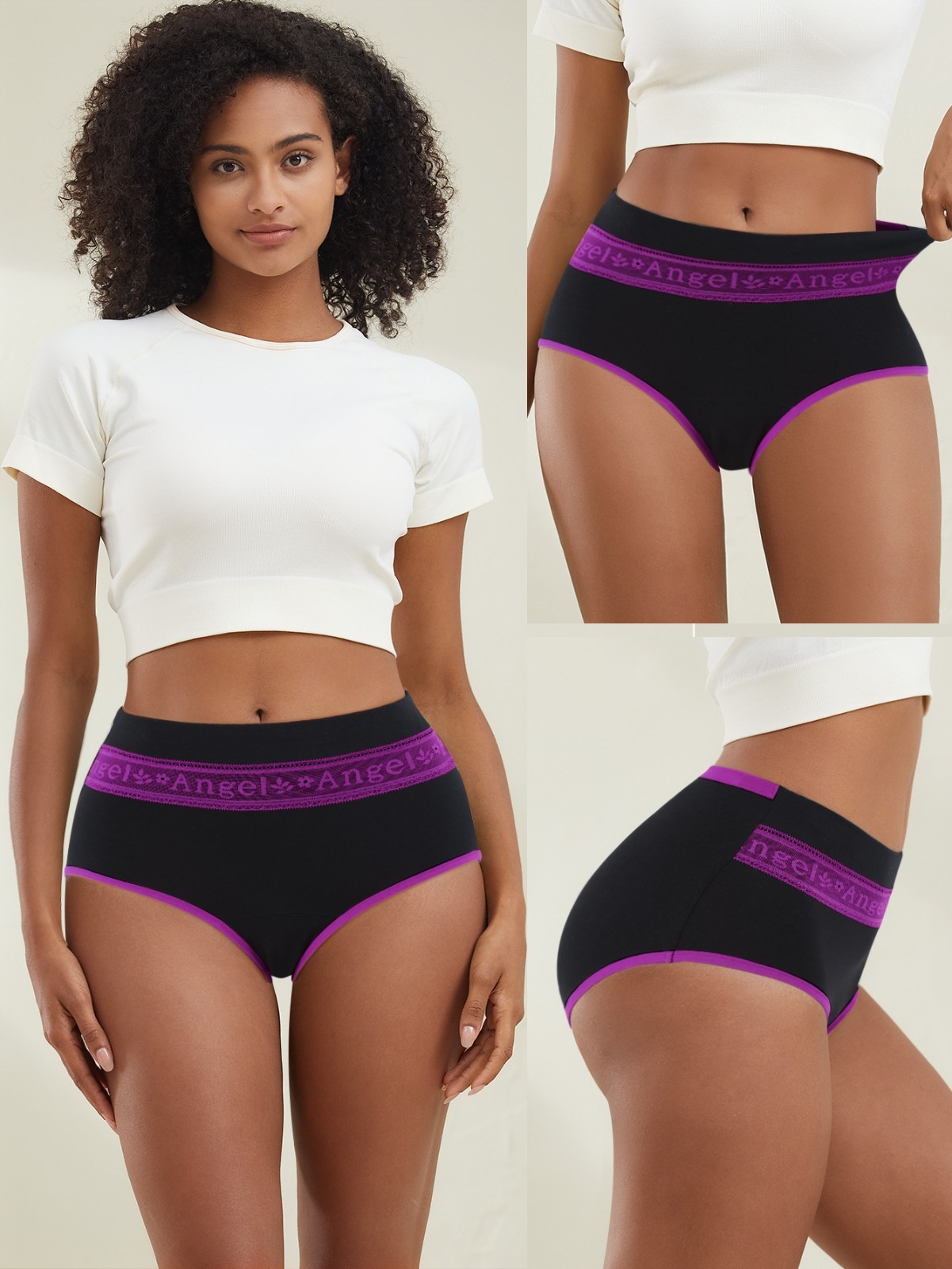 4 Pack High Waist Colorblock Jacquard Panties – Butt Lift Tummy Control Bikini