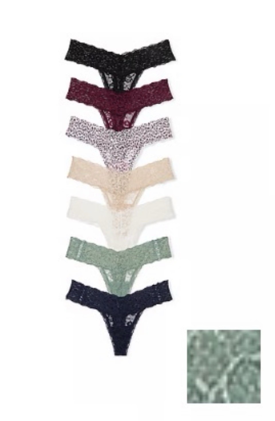 NWT VICTORIA’S SECRET Women’s Multicolor Lace Thong Panties Pack of 7 Size M