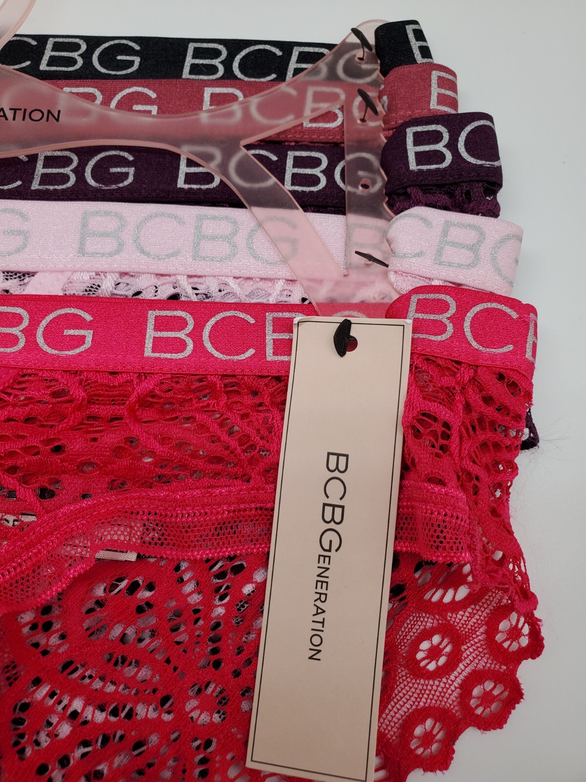 BCBG 5 Pack Women’s Small Breathable Lace Panties Black Brown Burgundy Pink