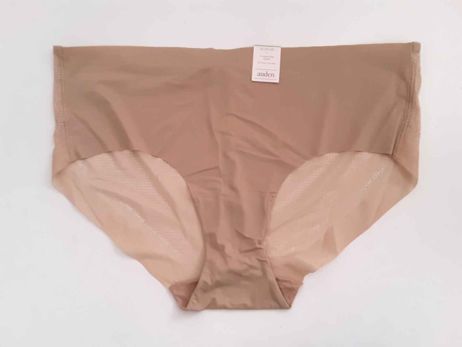 Auden Women’s Bonded Hipster Plus Size 3X (24-26) Mesh Back Pearl Tan Panties