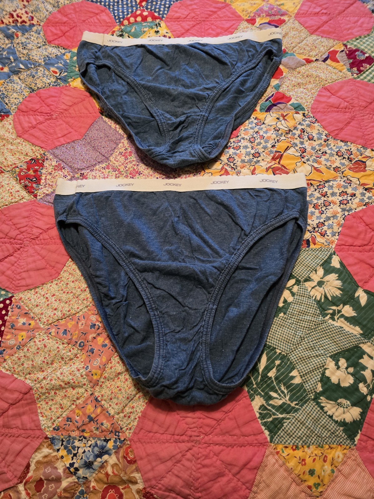 JOCKEY WOMEN’S 100% COTTON CLASSIC FRENCH CUT PANTIES SIZE 8 DARK BLUE SET OF 2