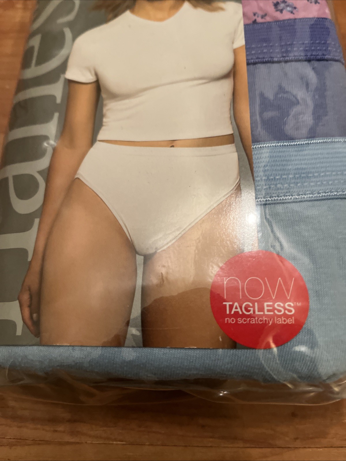 Hanes Womens Classics Tagless Hi-Cut Panties Underwear 4 Pair Size 8