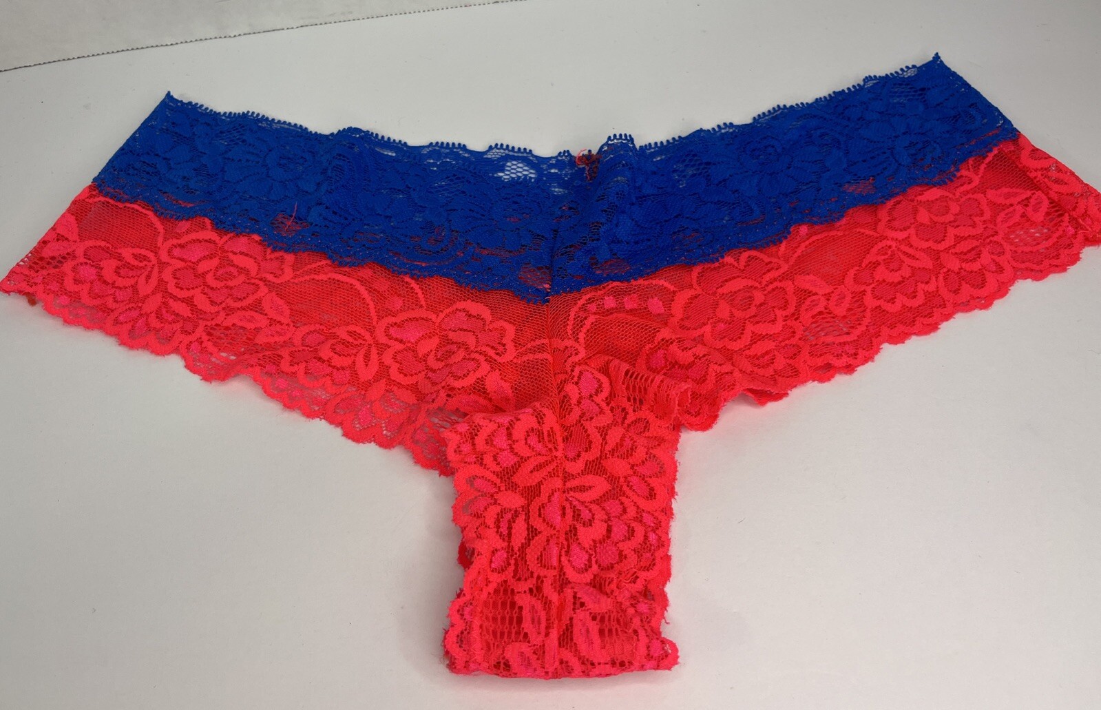 NWOT Charlotte Russe Neon Pink & Blue Cheeky Sexy Bright Lace Panties Size XL