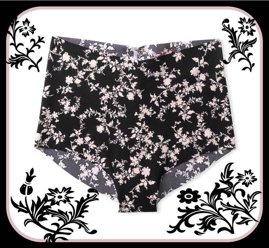XL Black Cream Vines NO SHOW Edge Victorias Secret High Waist Midi Brief Pantie