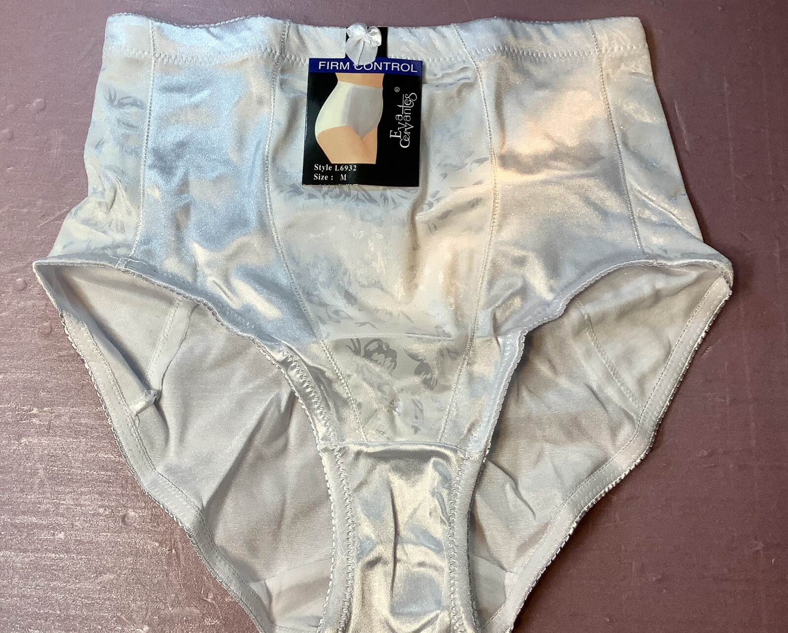 Women Contrlo Panties Bries EVA CERVANTES M.White Sturdy Satin AppearanceGlossy
