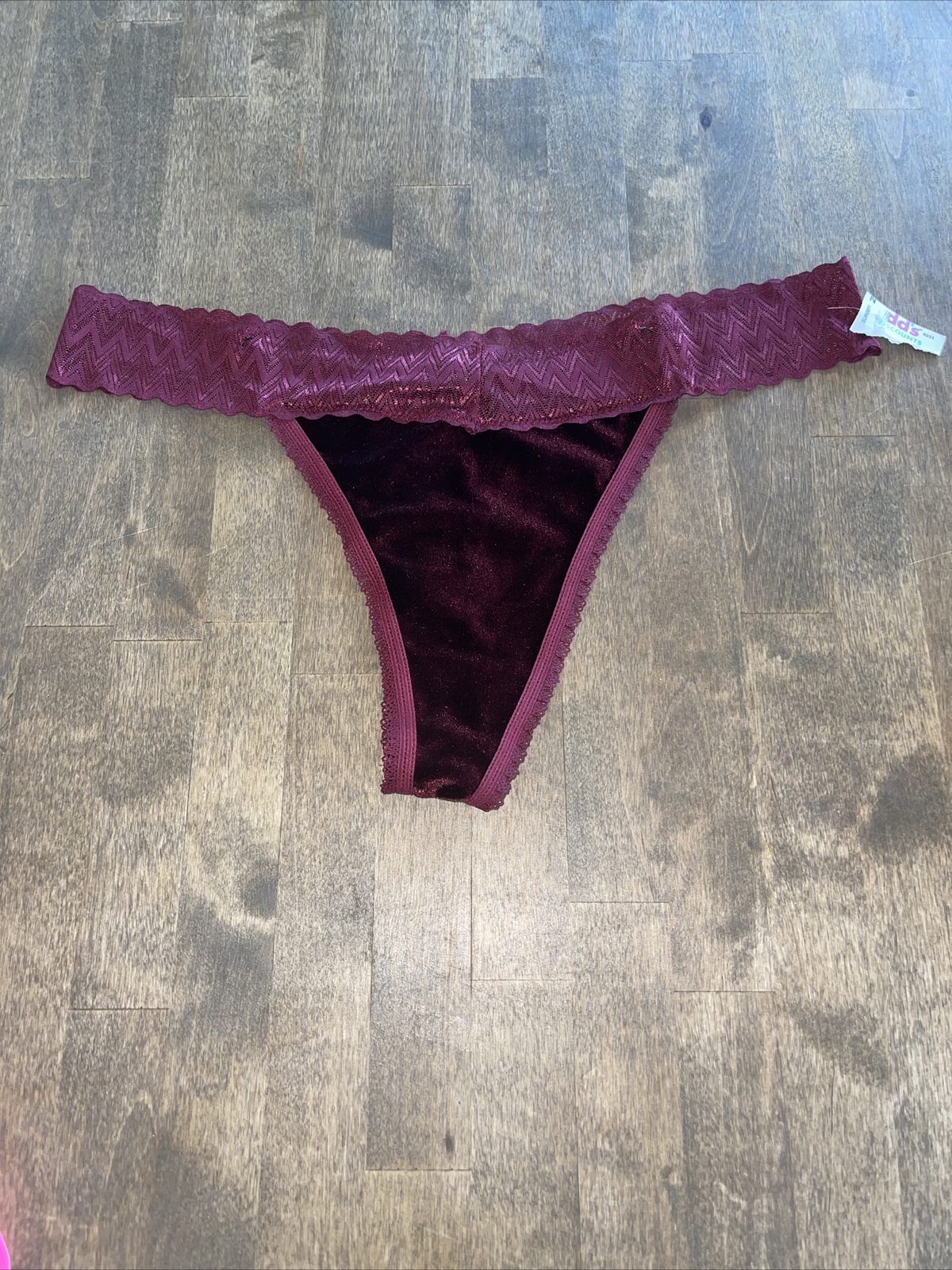 ABS Maroon Burgundy Soft Velvet Lace Thong Sissy Panty Underwear Size XL