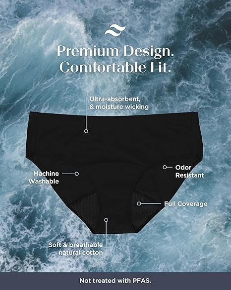 Everywear by Saalt Black Leakproof Underwear Women’s Small (2-4) Brief Cotton