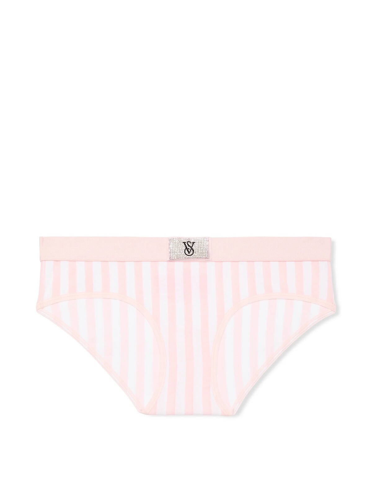 Victoria’s Secret Logo Cotton Shine Patch Hiphugger Panty Color Pink Stripe NWT