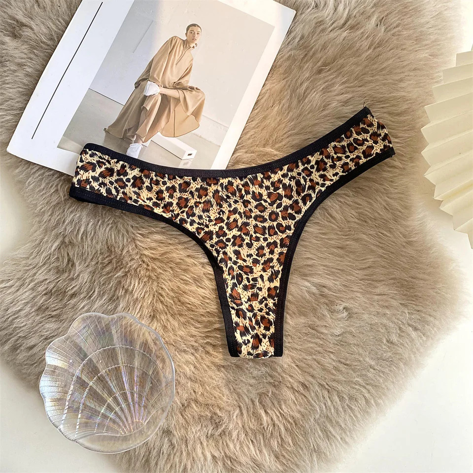 Low Rise Leopard G String Panties Women’s Seamless Soft Stretch Comfort Thong