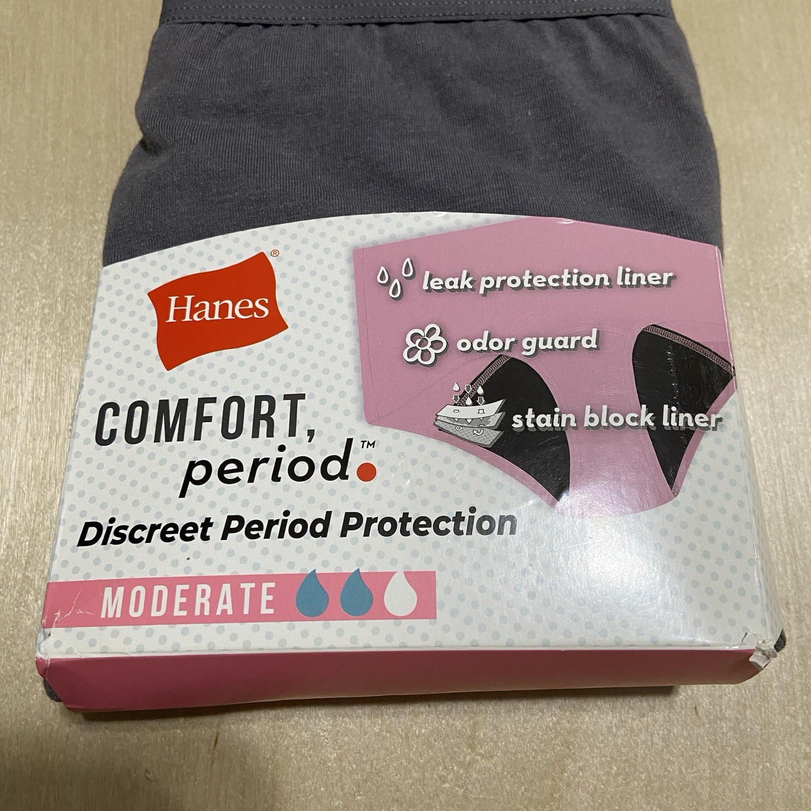 Hanes Women’s Size 9/2XL Moderate Period Protection Soft Boyshort Panties 2 Pack