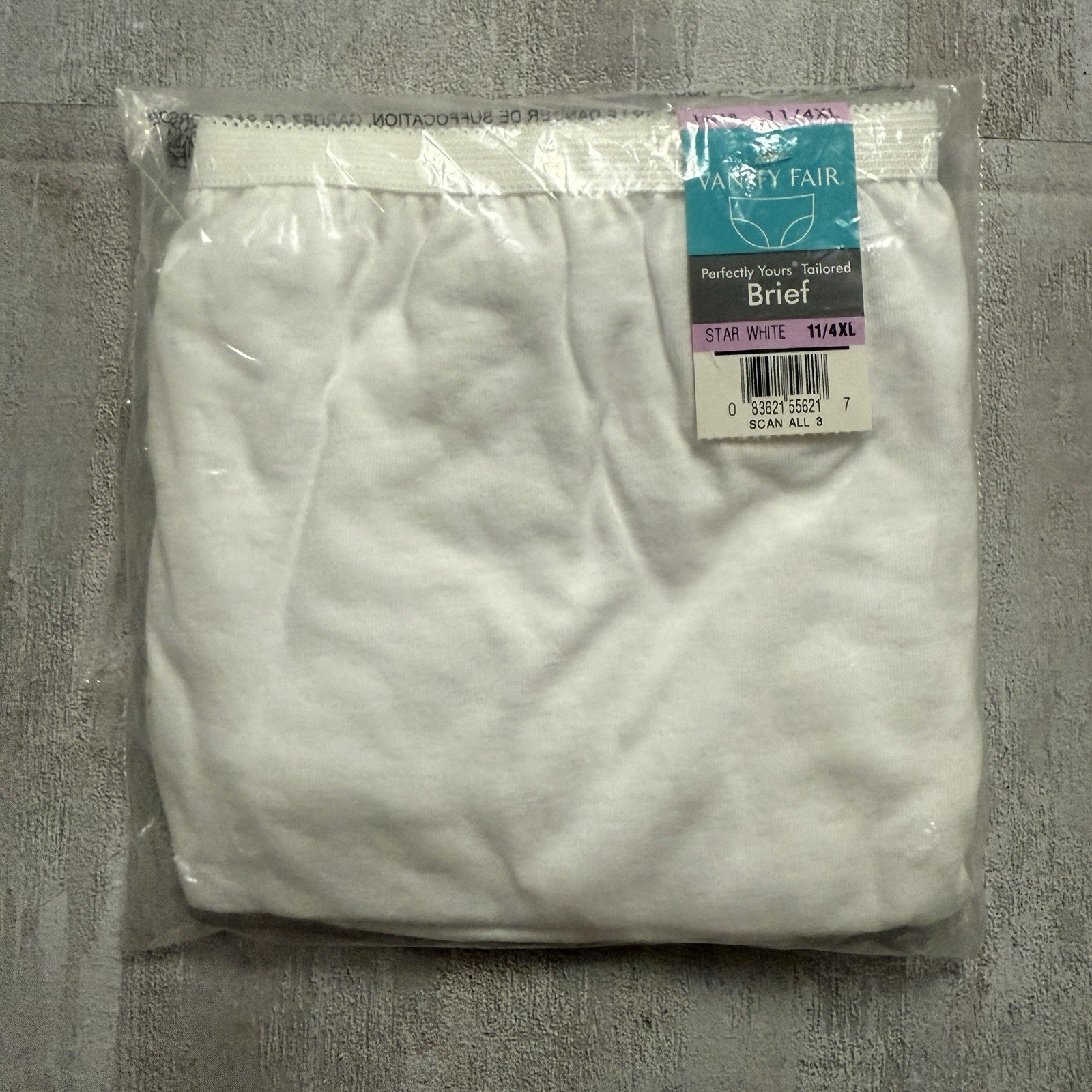 Vanity Fair Perfectly Yours Tailored Cotton Brief Plus Size 11 4XL #15318 White