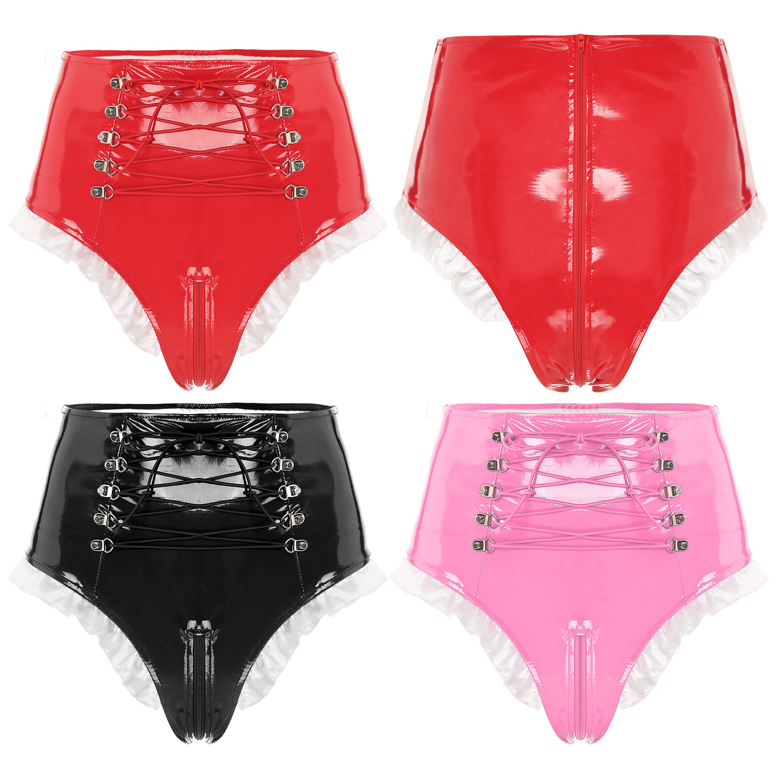 Women’s Knickers Role Play Briefs Nightclub Underwear Patent Leather Panties