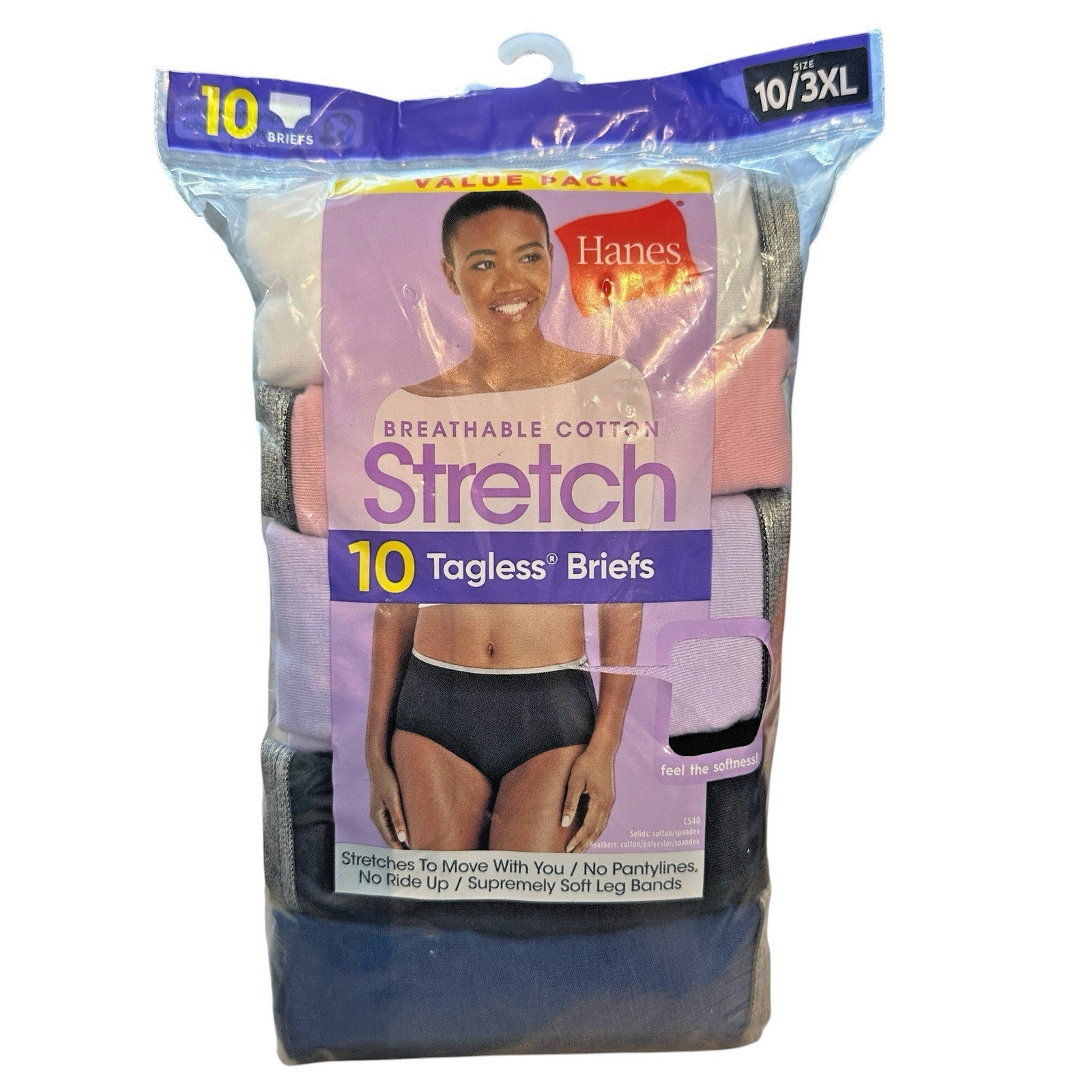 Hanes Womens Briefs Panties 10 Pk 3XL Underwear Breathable Cotton Stretch Cool