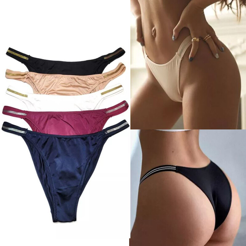 5 Pack Lot Sexy Womens Low Waist Panties Thongs Briefs Bikini Lingerie Underwear