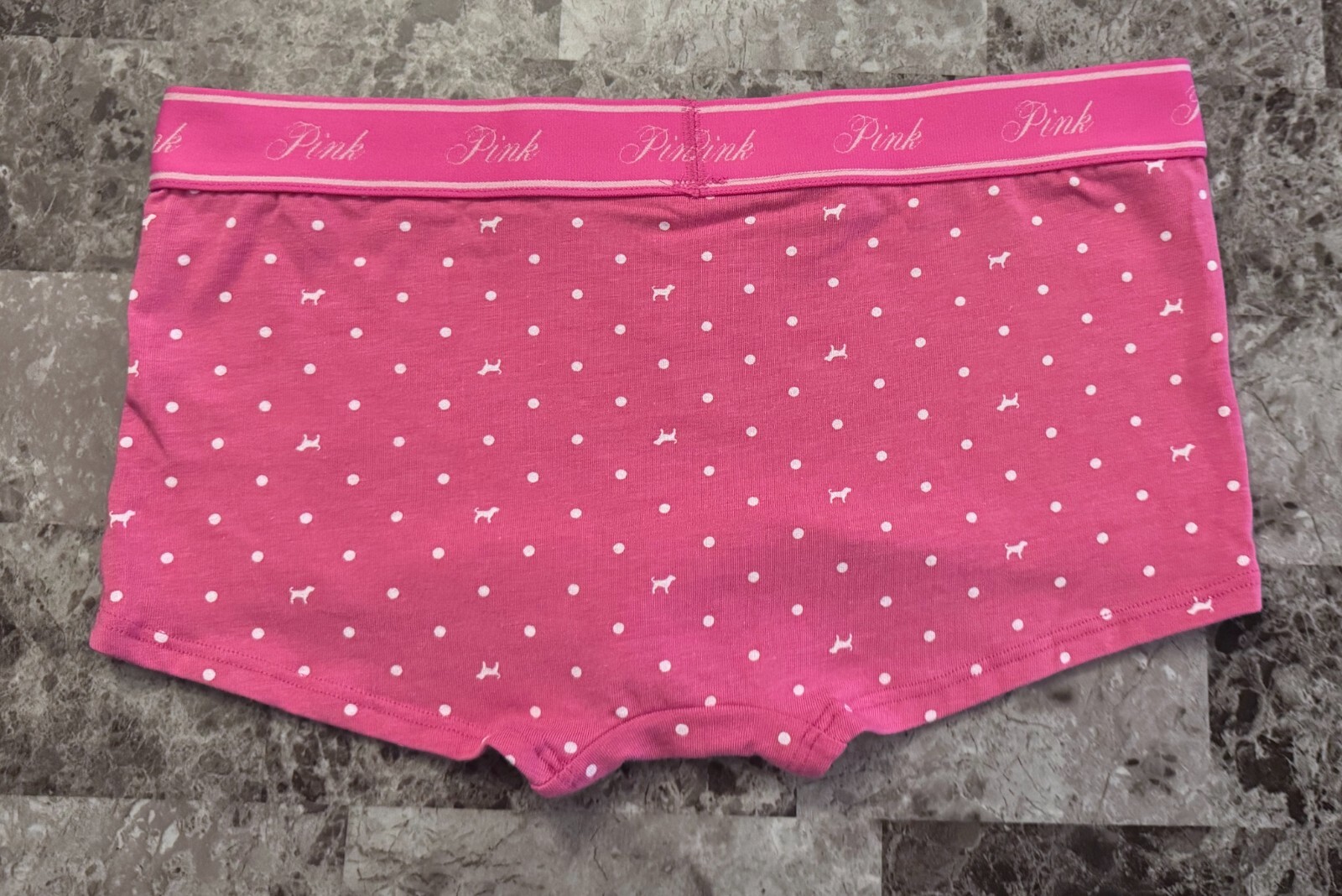 NWT VICTORIA’S SECRET PINK POLKA DOT THICK LOGO WAISTBAND BOYSHORT PANTIES
