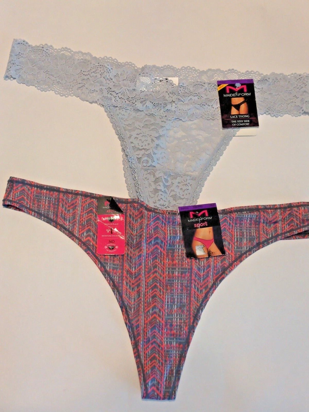 TWO(2) MAIDENFORM Thong ~ SZ 9 / 2XL Lace DMESLT & Sport MSPTHG