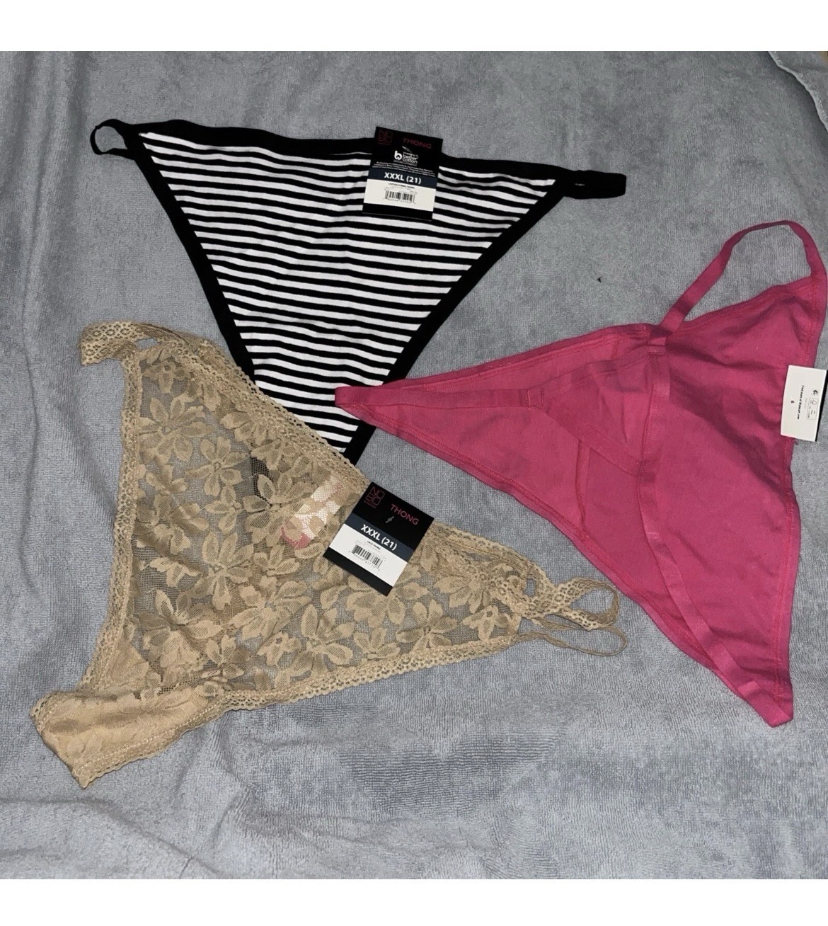3 Pairs No Boundaries Thongs Panties Size XXX (21) Brand New W Tags