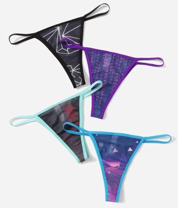 Womens Size 6-8-10-12-14-16 Gamer Gothic Anime Thong Knickers Underwear S M L XL