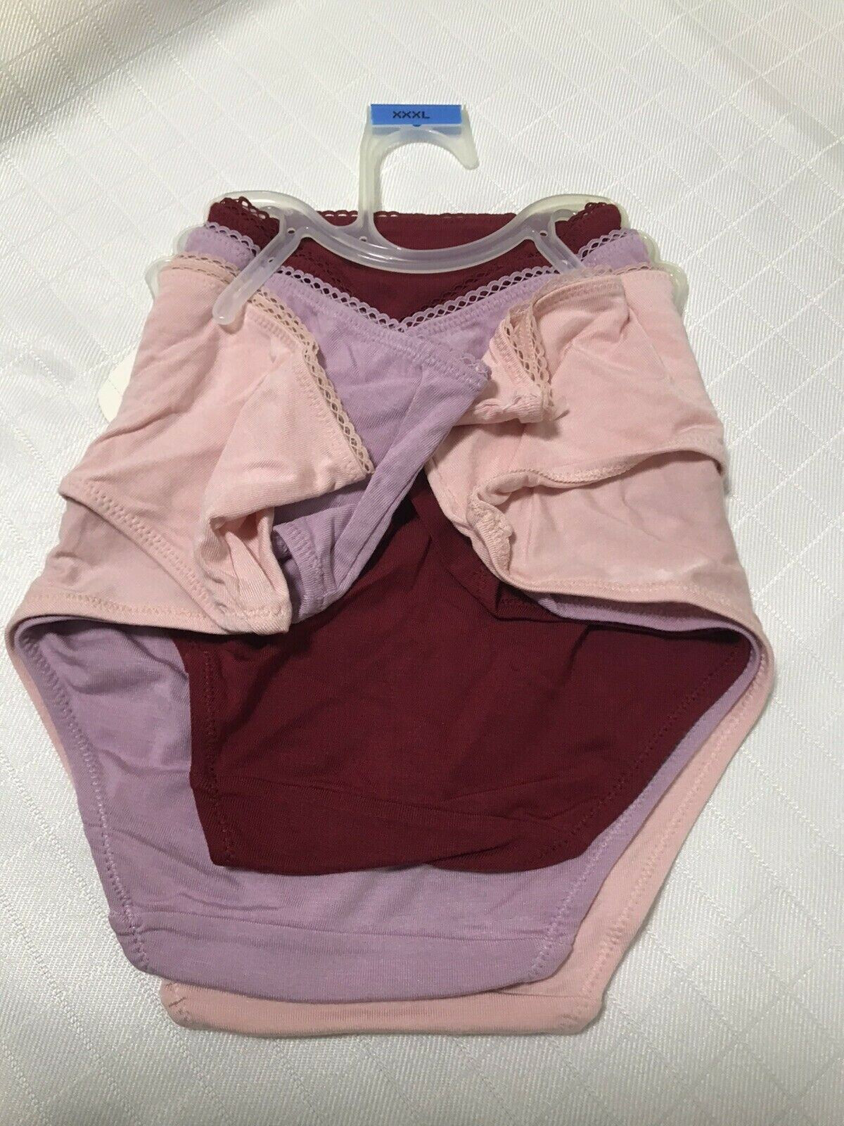 Panties 3 Pack Womens Size XXXl/3XG Hipster Modal Merlot Lavender Blush
