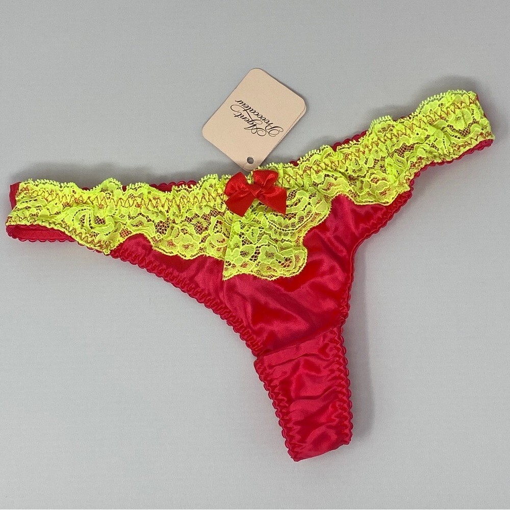Agent Provocateur Novah Red Yellow Silk Thong AP3 Medium NWT