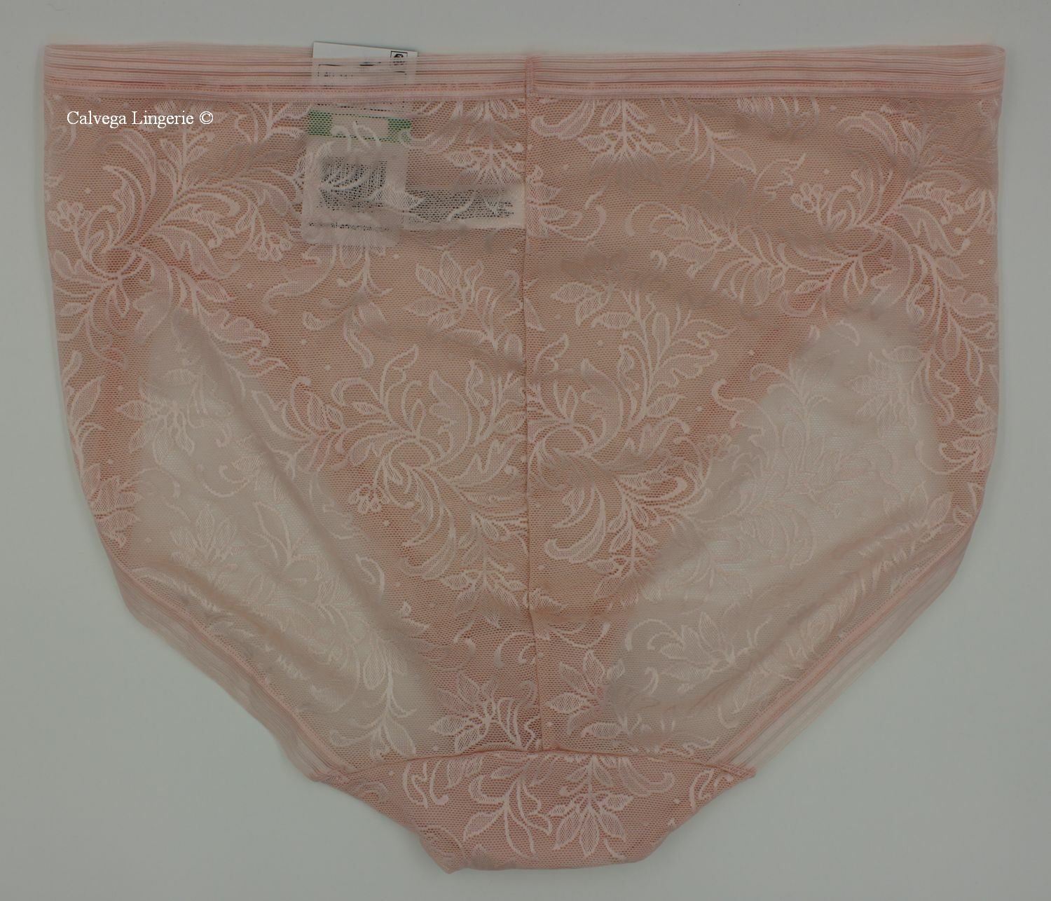 NWT Wacoal 871340 “Net Effect” Mesh with Lace Hi Cut Brief Panty, Pink (685)