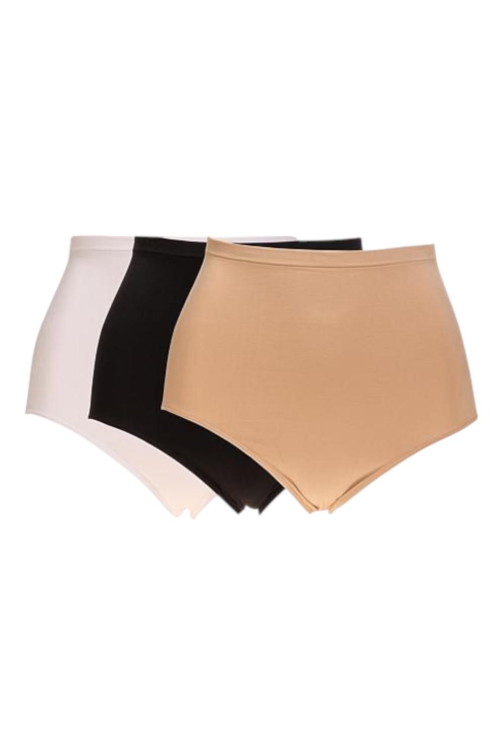 Rhonda Shear Women’s 3pk Seamless Natural Waist Panty Blk/Wht/Beige