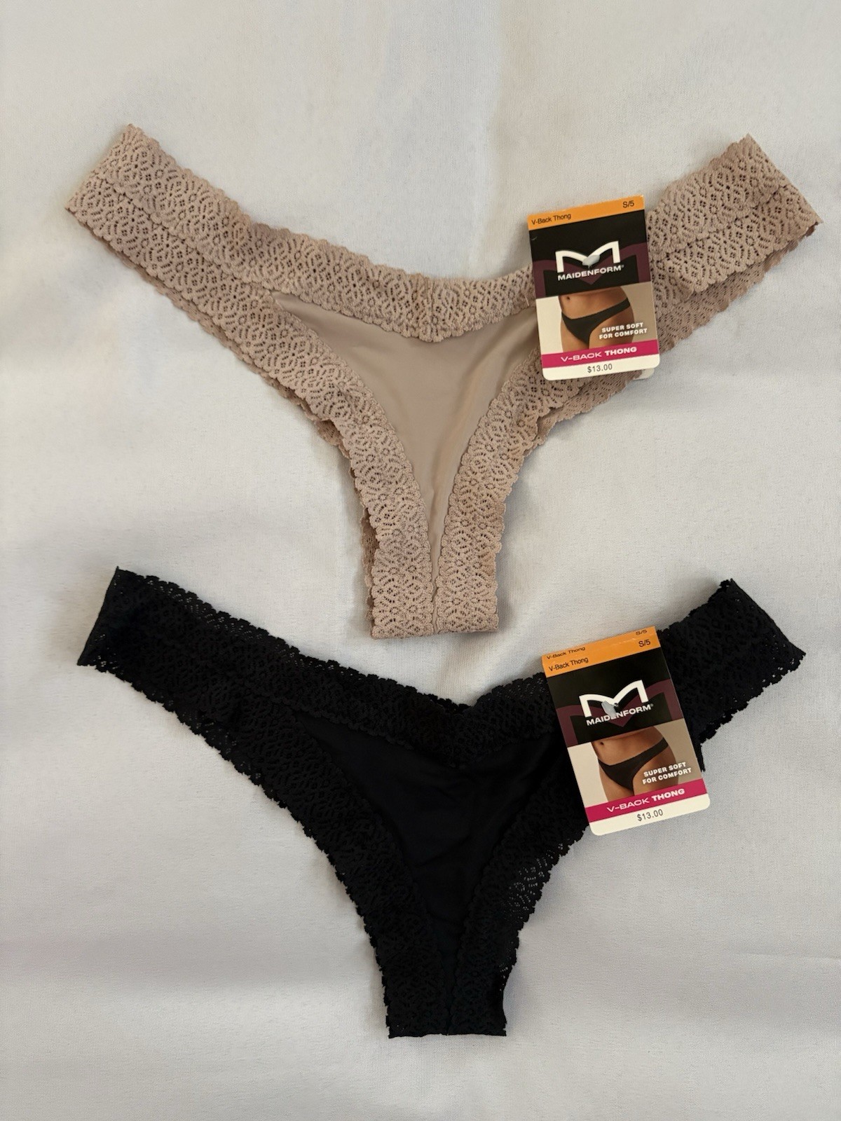 NEW Maidenform DMMVBT V Back Thong 2 Pair Size Small 5 Women’s Thong Multicolor