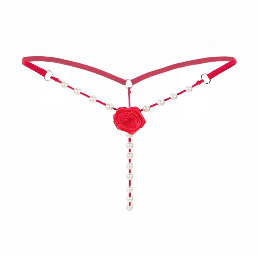 Low Rise Beaded G String Panties Women’s Floral Strap Detail Thong Lingerie