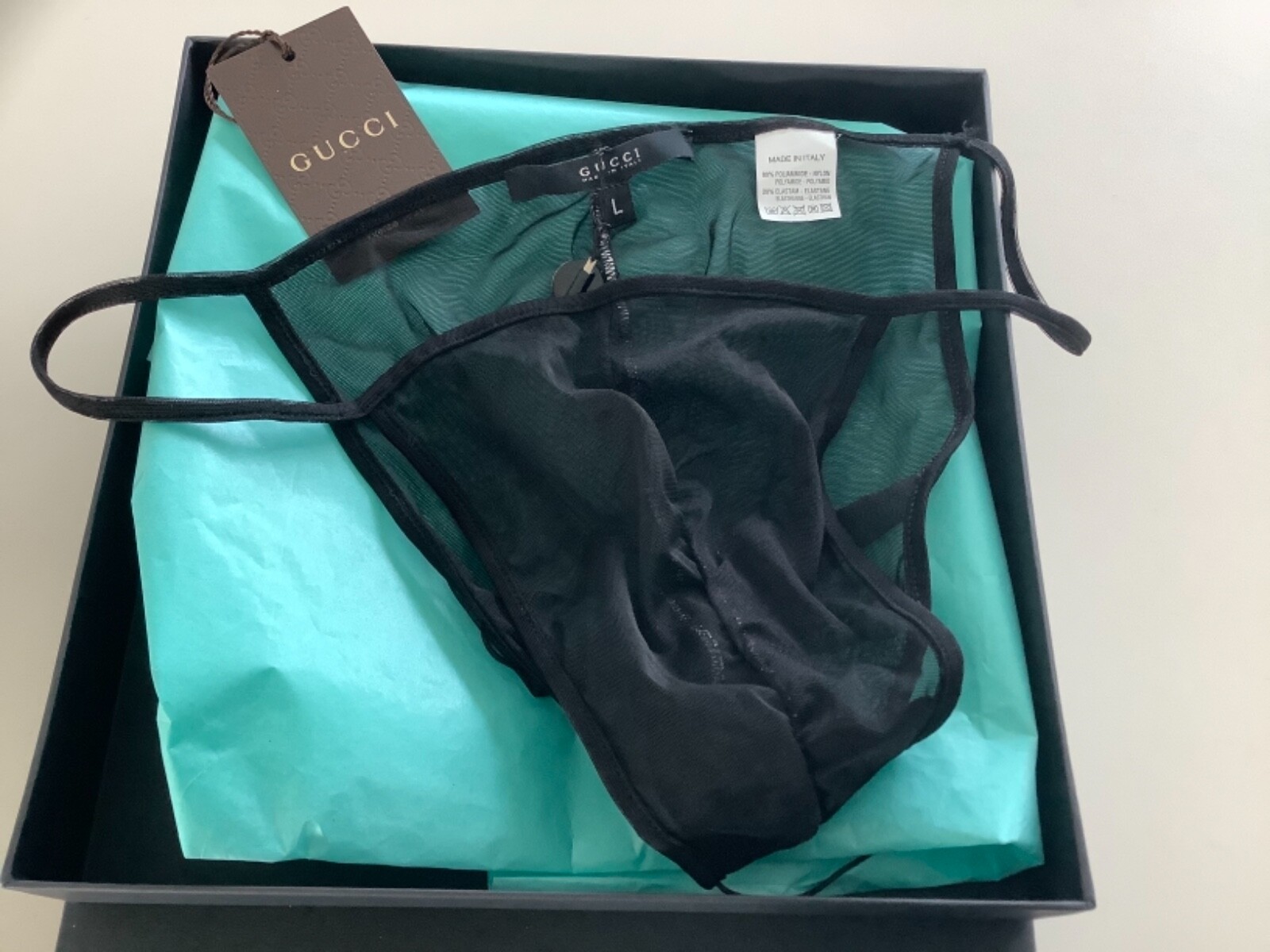 €390 GUCCI thong brief pants * Italy * GG panties * hot * black * L 42/44 New
