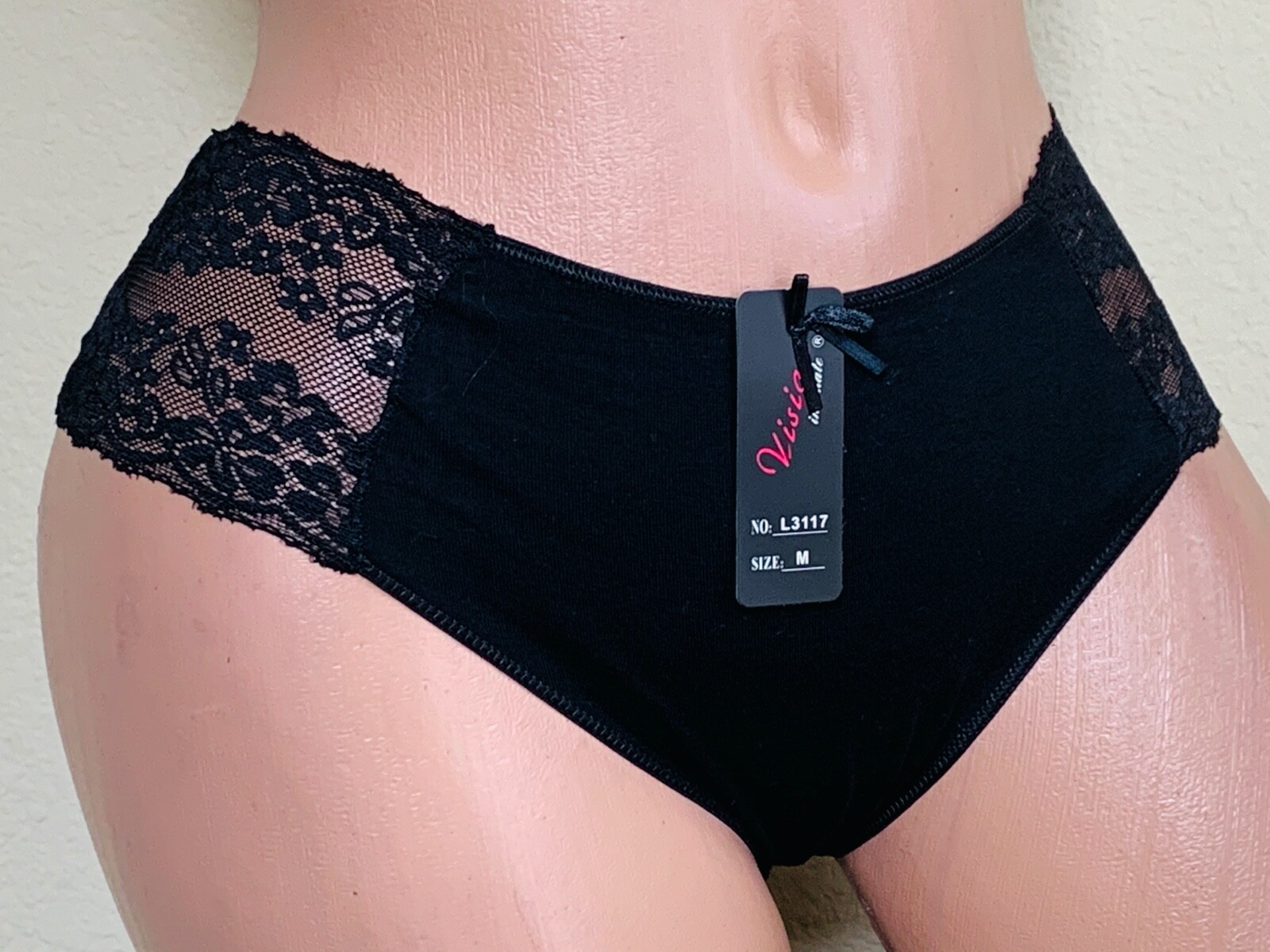 6- 12 Bikini Lace CHEEKY Panties 95% COTTON BLEND PANTIES L3117 Underwear S-2XL