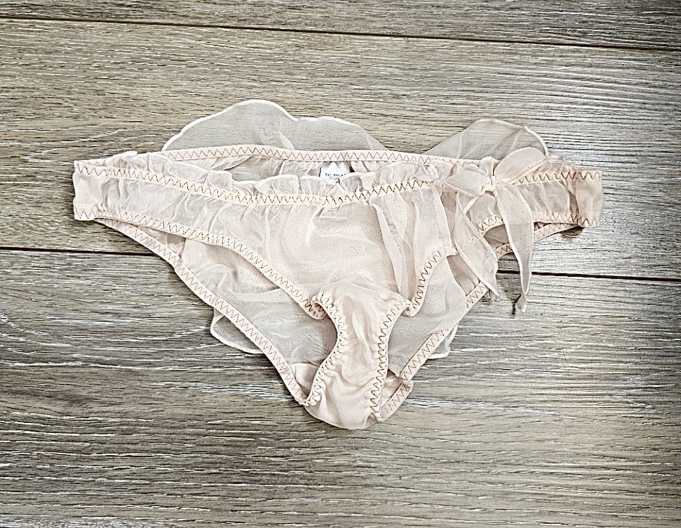 VTG S Victoria’s Secret Pink Chiffon Angels Ruffle Sexy Panties Rare SMALL RARE