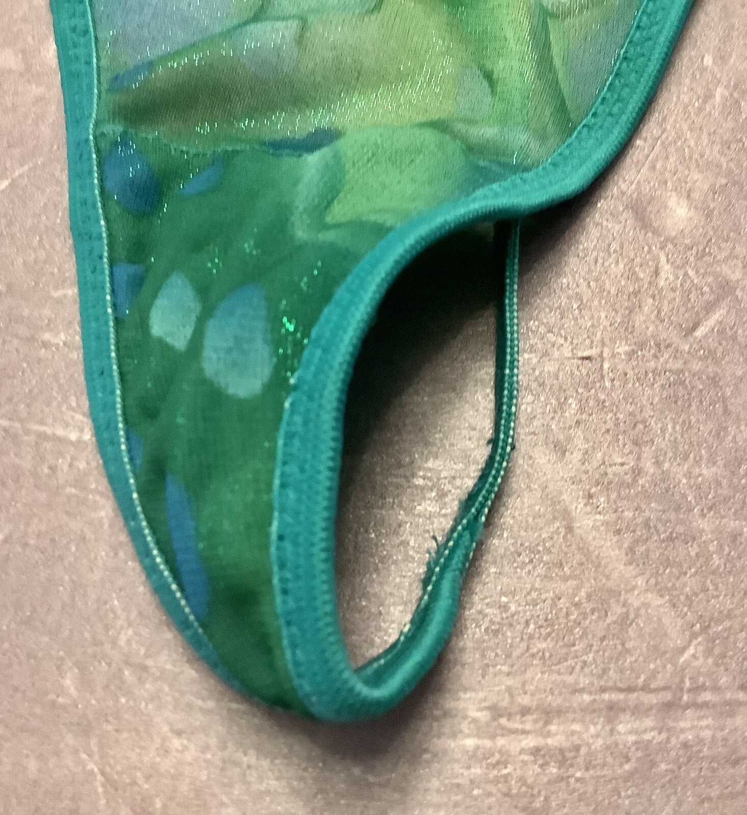 women panties string thongs CAPRICIA O’DARE Size M/6 green metallic sexy &comy