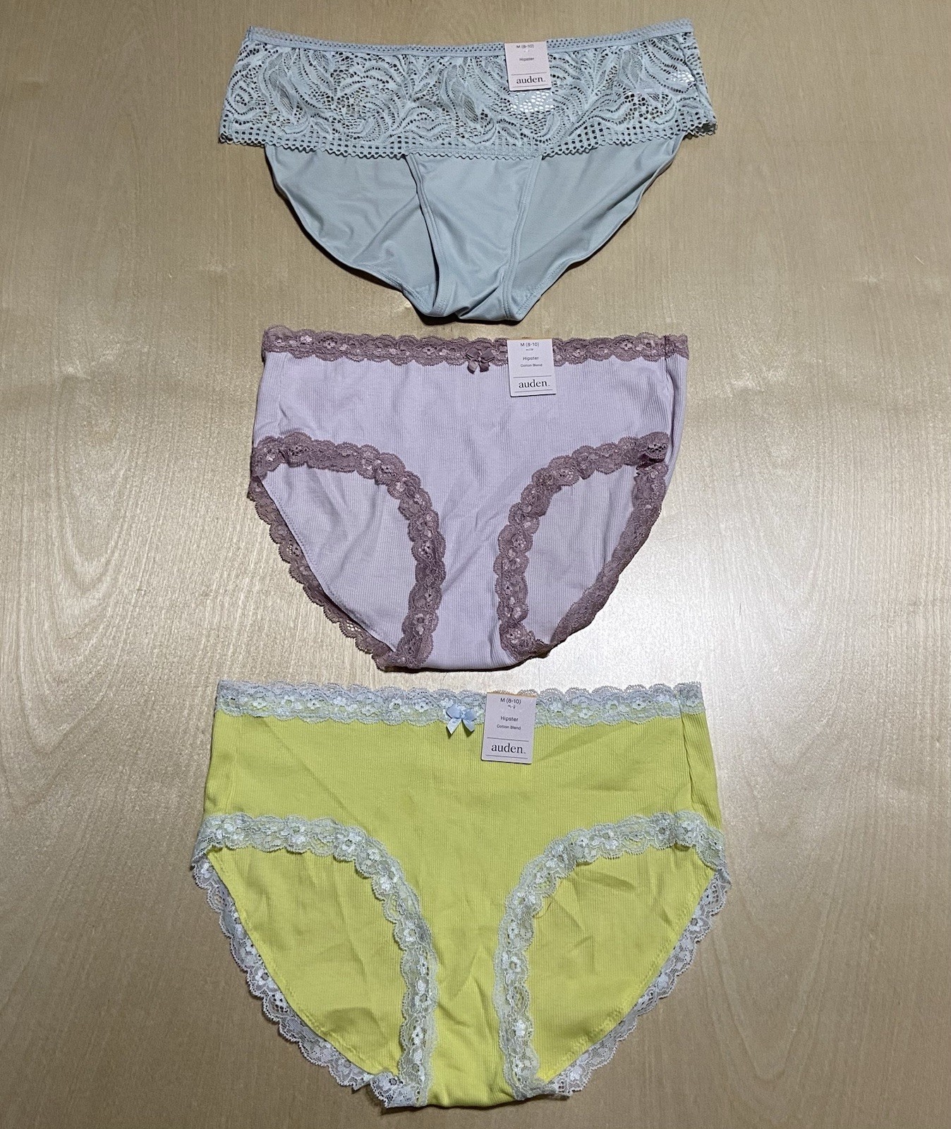 Auden Women’s Size Medium Soft Breathable Stretchy Floral Hipster Panties 3 Pack