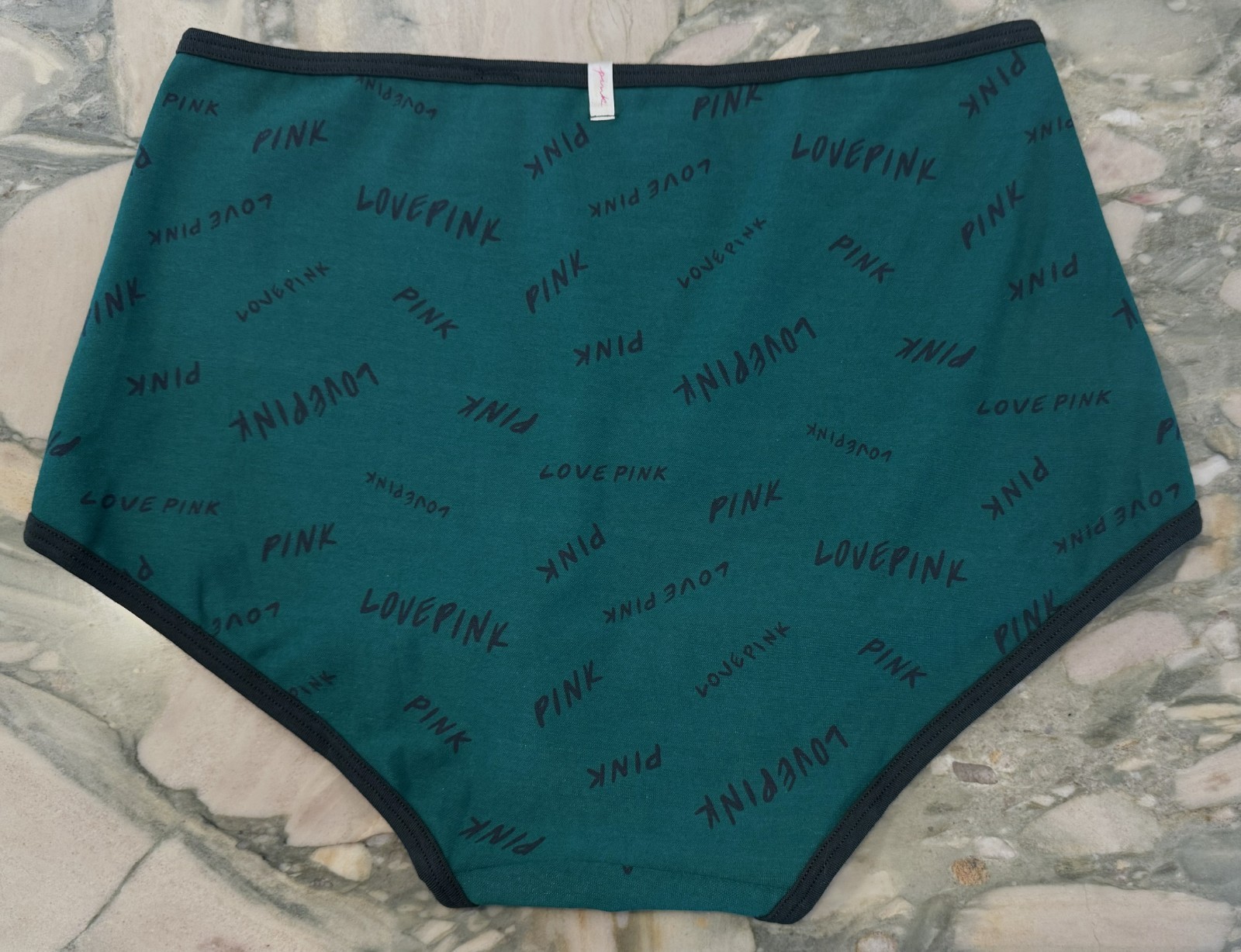 NEW Victoria Secret PINK Cotton Trim Boyshort – Garnet Green Logo – XXL