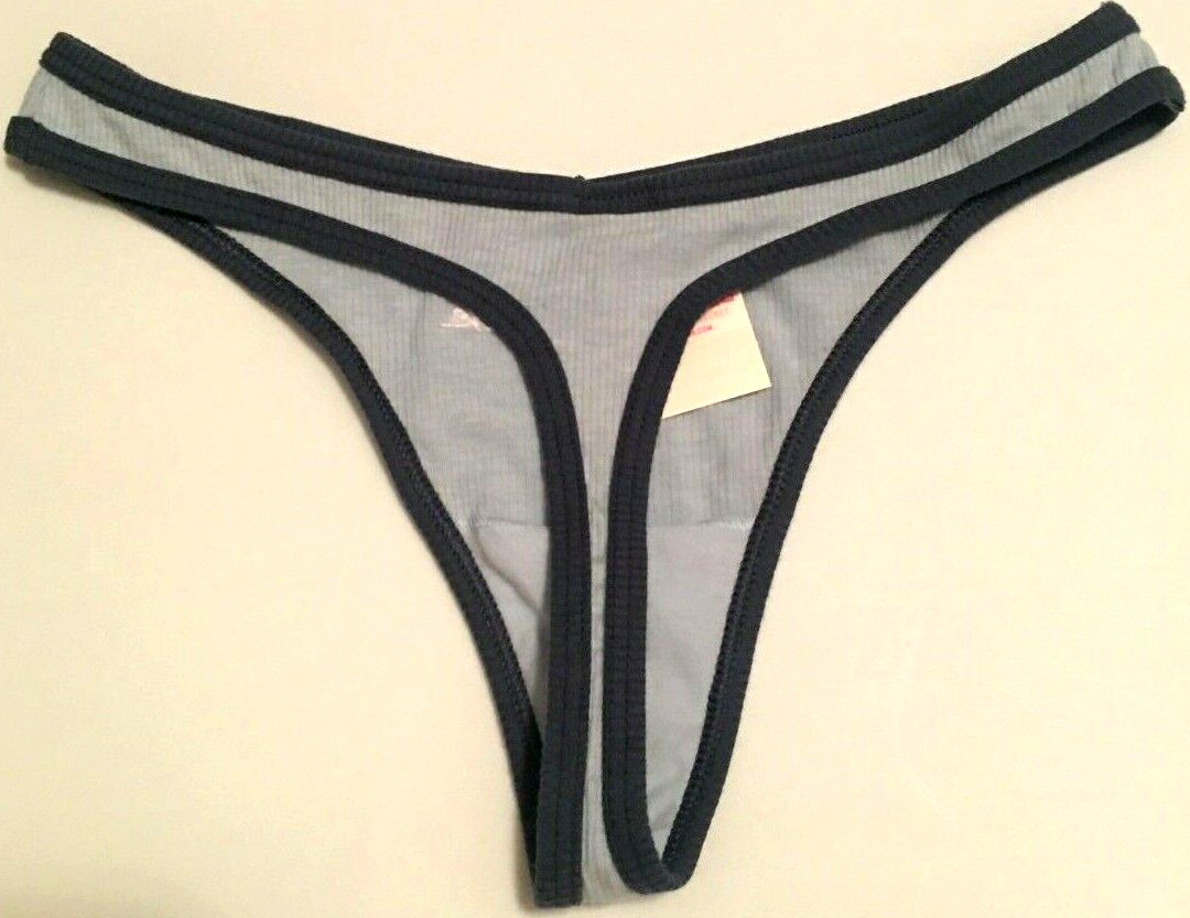 Victorias Secret PINK 3 PCS Thong Panties Size S Embroidered Front Ribbed Cotton