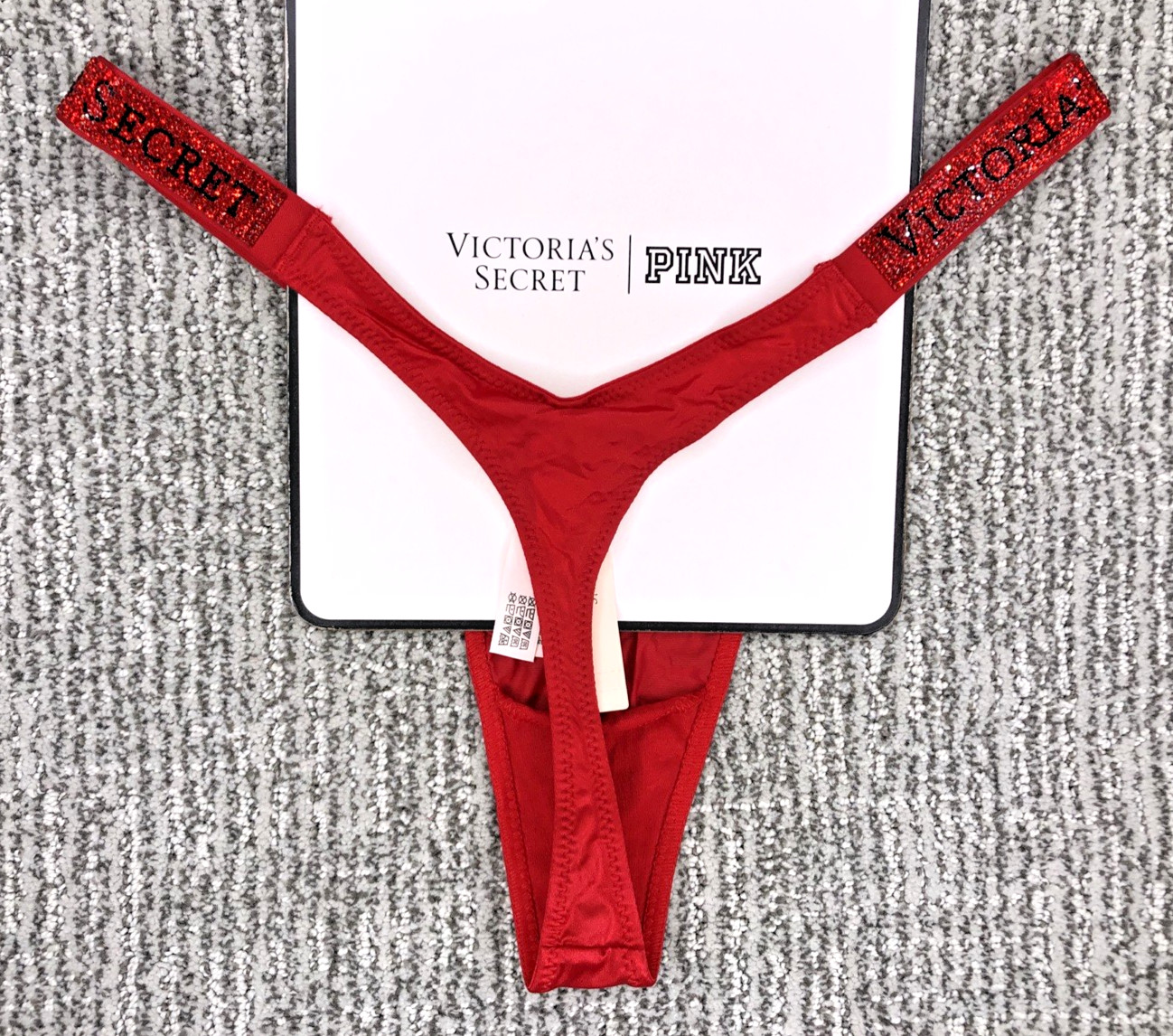 Victoria’s Secret Very Sexy NWT Medium Red Spellout Shine Strap Thong Panty