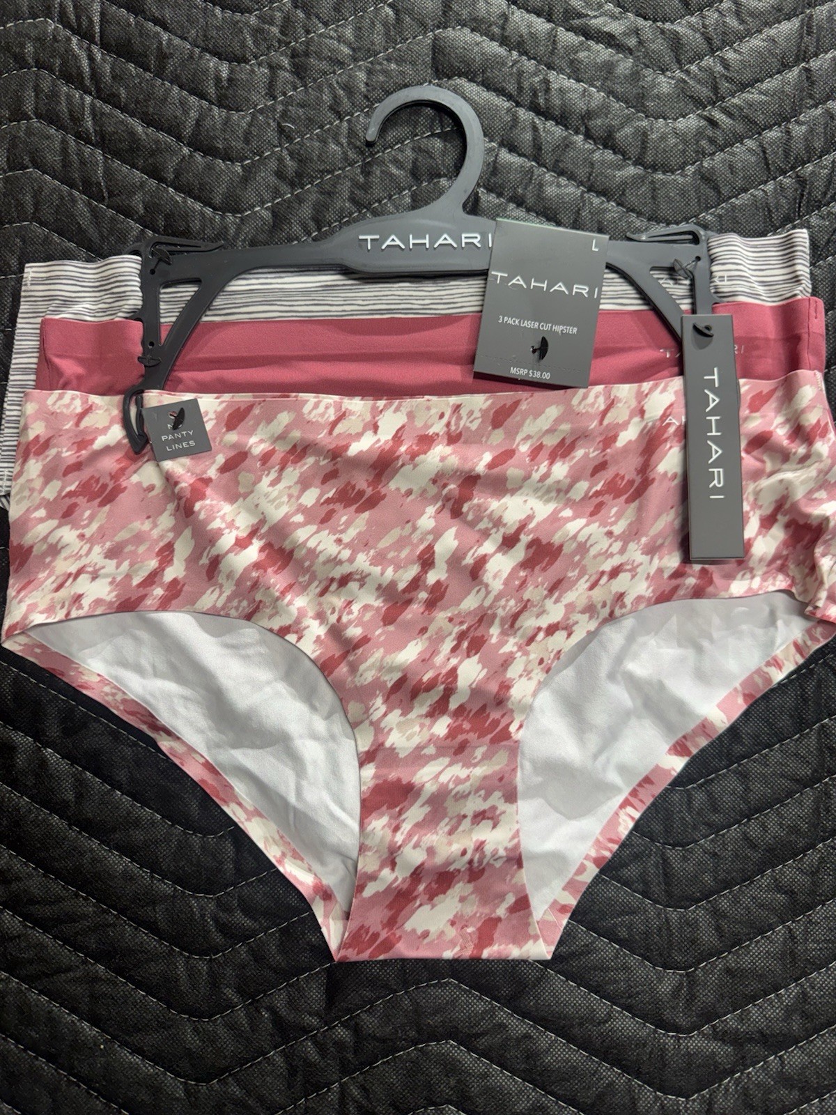 New Tahari 3 Pack Laser Cut Hipster Women’s Underwear Multicolor No Panty Line L