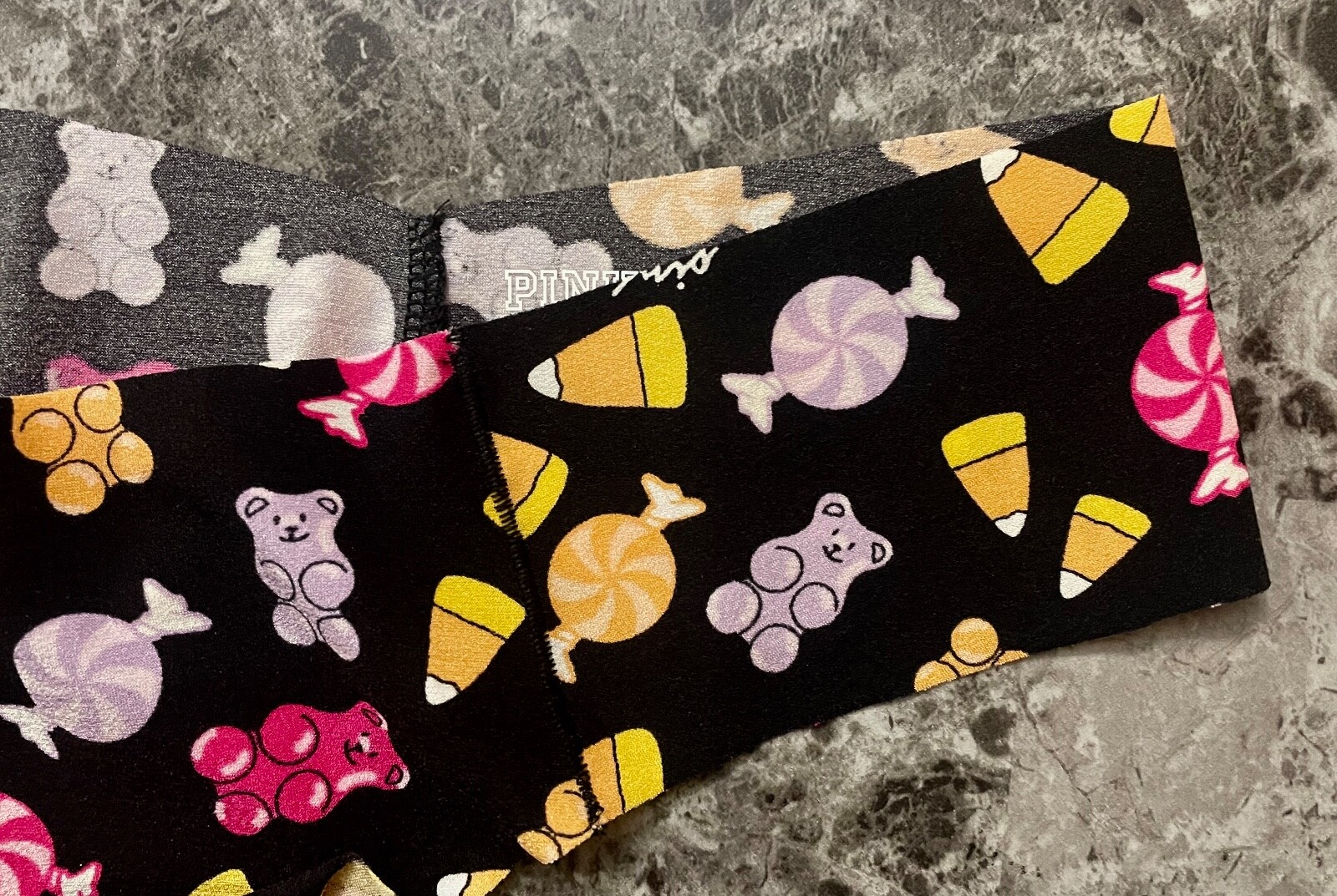 VICTORIA’S SECRET PINK CANDY CORN GUMMY BEARS HALLOWEEN NO SHOW THONG PANTIES