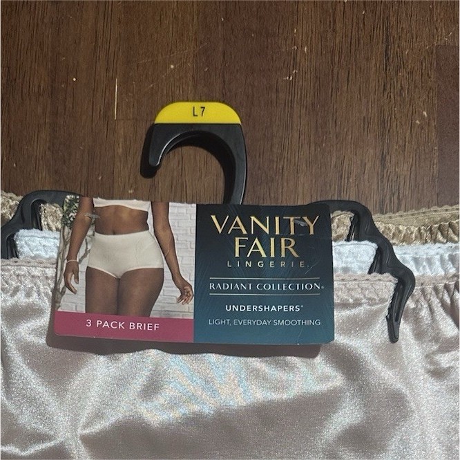 Vanity Fair Radiant Undershapers Brief Panties 3 Pack L/7 Beige White Pink