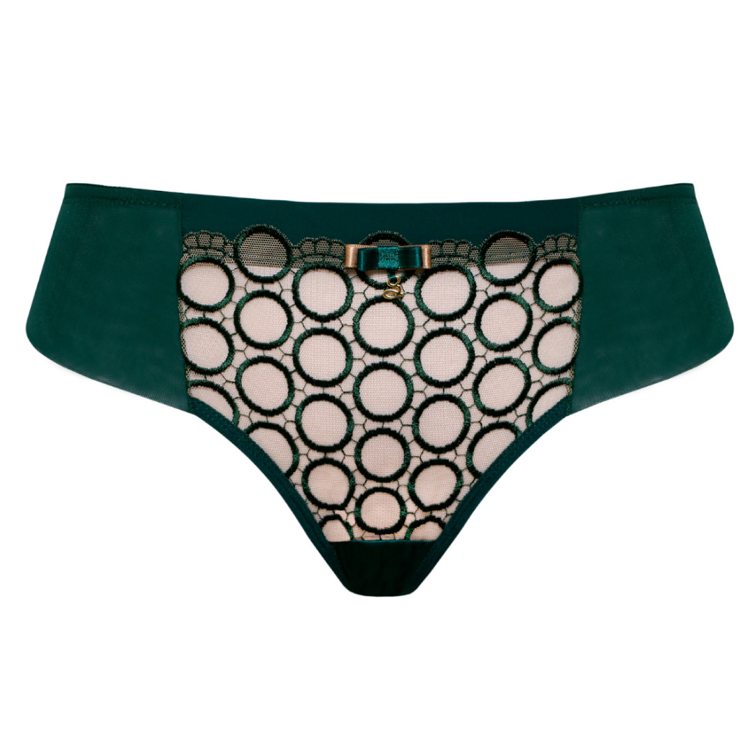 Samanta Boobie Sheer Mesh Tulle Embroidered Tanga Panty Underwear Emerald M300