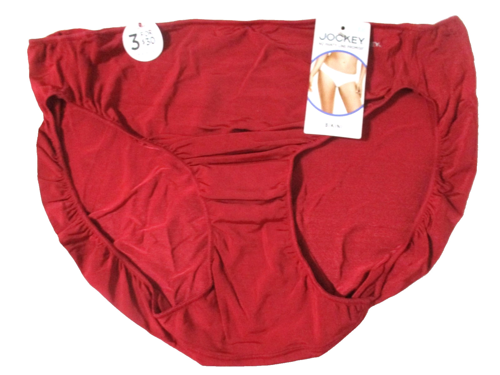 JOCKEY SIZE 8 XL BIKINI 1370 TACTEL NO PANTY LINE PROMISE BRICK RED PANTIES