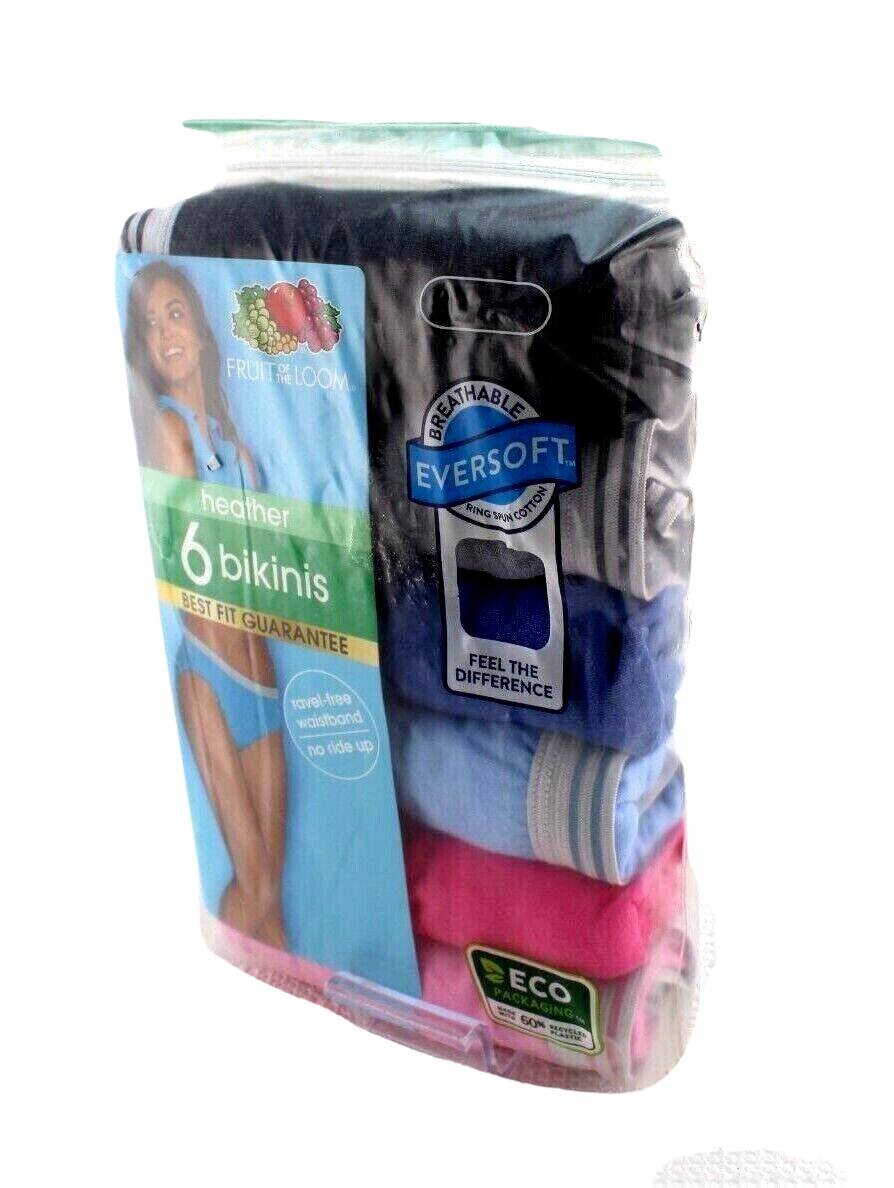 FRUIT of LOOM 6-pk Size 9 (2X) Cotton Blend Multi-Colors Women’s Stretch Bikinis