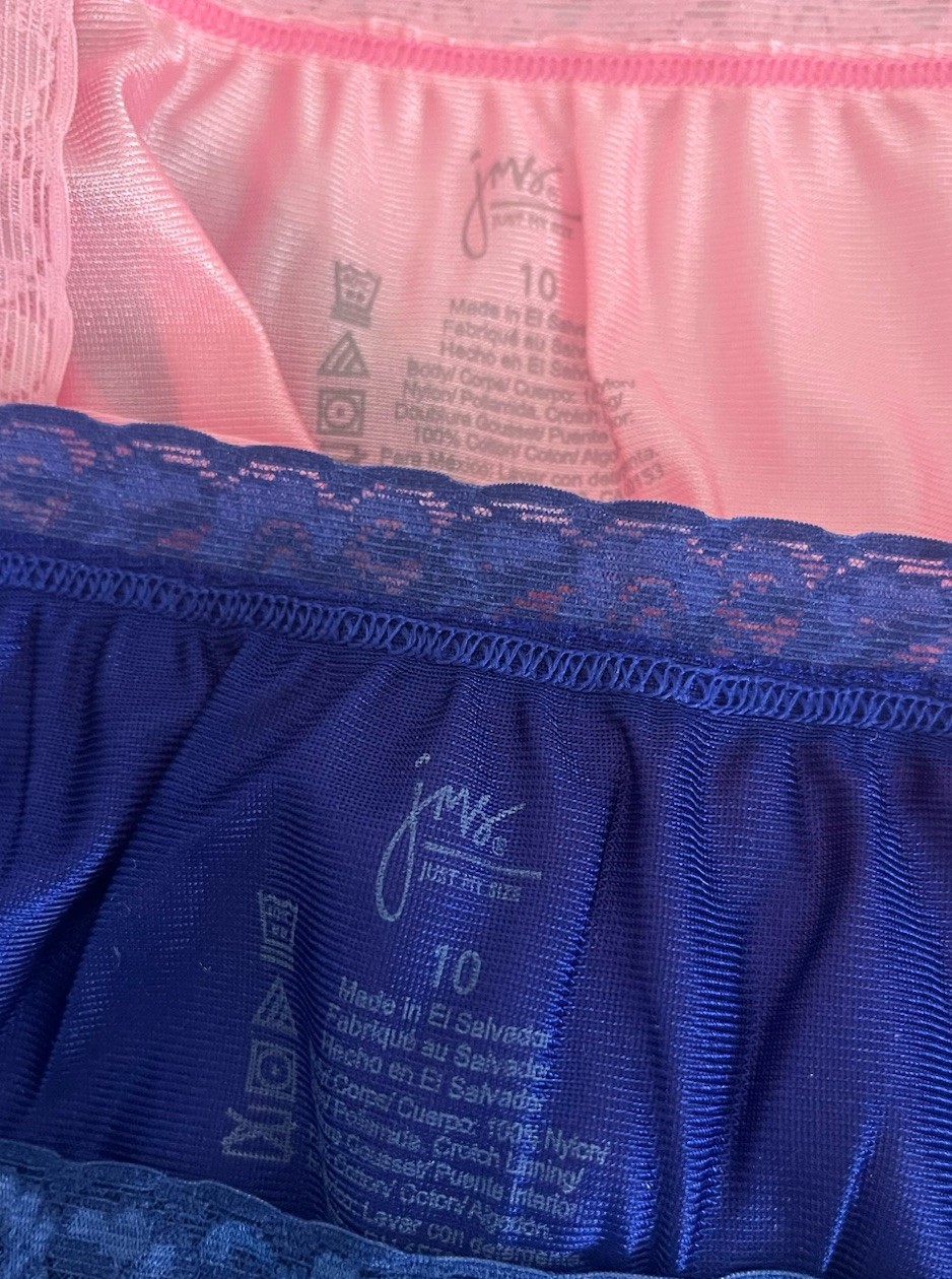 JMS Just My Size 100% Nylon Panties Women’s 10 Set of 4 Lace Waistband Shiny