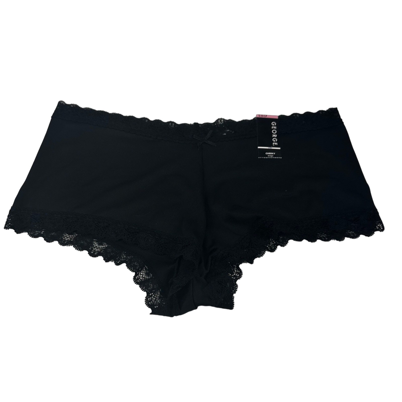 George Women’s Size 7 Large Panty Cheeky Lace Waist Leg Openings Black New