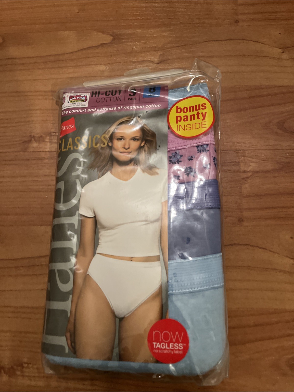 Hanes Womens Classics Tagless Hi-Cut Panties Underwear 4 Pair Size 8