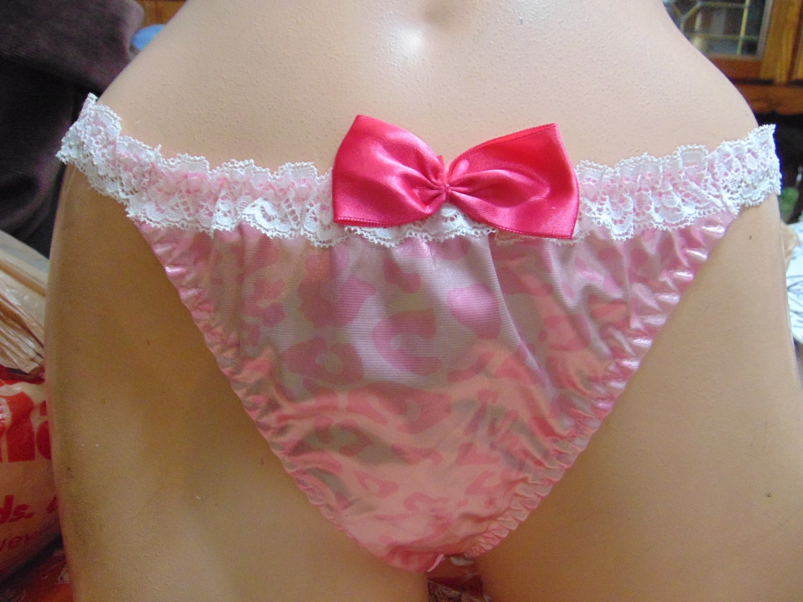 Super Sexy Sissy Boy Femboy C/D Satin String Bikini Panties Size 2X-Large BG 47