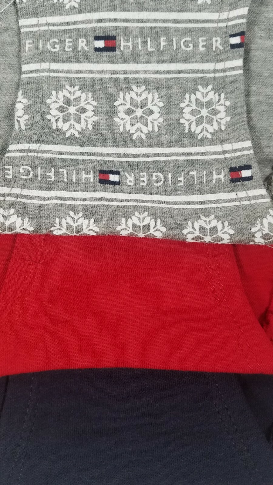 Tommy Hilfiger 3Pk Hipsters Cotton Stretch L Gray w/ Snowflakes, Solid Red Navy